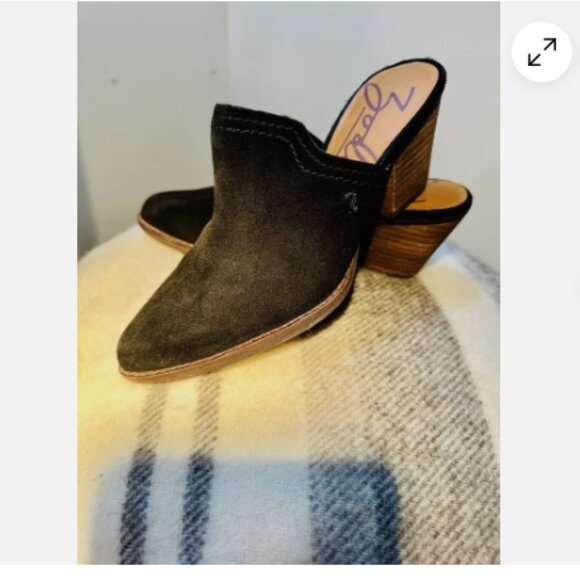 Zodiac Suede Leather ADA Slip-on Open Back Mules Black Shoe Size 6.5 Fast Ship - Picture 2 of 8